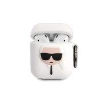 KARL LAGERFELD KLACCSILKHWH Apple AirPods Cover White Silicone Iconic