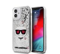 Karl Lagerfeld KLHCP12SLCGLSL Case for iPhone 12 5.4 Inches Silver Liquid Glitter Choupette