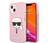 KARL LAGERFELD KLHCP13XKHTUGLP Case for iPhone 13 Pro Max 6.7 Inches Pink Glitter Karl's Head