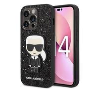 Karl Lagerfeld KLHCP14LGFKPK Hard Case for iPhone 14 Pro 6.1 Inch Black Glitter Flakes Iconic