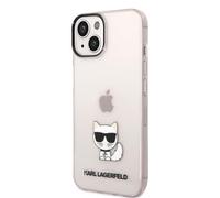 KARL LAGERFELD KLHCP14MCTTRI Hard Case for iPhone 14 Plus 6.7 Inch Transparent Choupette Body Pink
