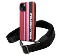 Karl Lagerfeld KLHCP14SSTP Hard Case for iPhone 14 6.1 Inch Pink Colour Stripes Strap