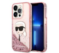 KARL LAGERFELD KLHCP14XLNKHCP Hard Case for iPhone 14 Pro Max 6.7 Inch Pink Glitter Karl Head