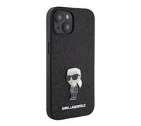 Karl Lagerfeld KLHCP15SGKNPSK Case for iPhone 15 6.1 Inch Black Hard Case Fixed Glitter Ikonic Logo Metal Pin