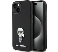 KARL LAGERFELD KLHCP15SSMHKNPK Case for iPhone 15 6.1" Black Silicone Ikonik Metal Pin