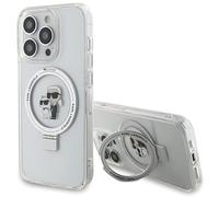 Karl Lagerfeld KLHMP14XHMRSKCH Case for iPhone 14 Pro Max 6.7 Inch White Hard Case Ring Stand Karl & Choupettte