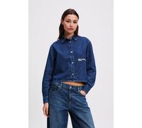 Karl Lagerfeld Jeans Boxy Denim Long Sleeve Shirt Blue M Woman