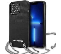 KARL LAGERFELD Leather Textured and Chain - iPhone 13 Pro Case (Black)