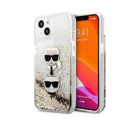 Karl Lagerfeld Liquid Glitter Karl & Choupette Head Case, Gold - iPhone 13 mini