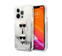 Karl Lagerfeld Liquid Glitter Karl & Choupette Head Case, Silver - iPhone 13 Pro