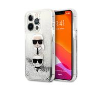 Karl Lagerfeld Liquid Glitter Karl & Choupette, Silver - iPhone 13 Pro Max