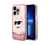 Karl Lagerfeld Liquid Glitter NFT Choupette Head Case, Pink - iPhone 14 Pro