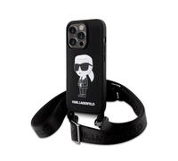 Karl Lagerfeld Liquid Silicone Crossbody Ikonik Case, Black - iPhone 15 Pro Max