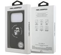 CG MOBILE Karl Lagerfeld Silicone Ring "Karl & Choupette" Compatible with MagSafe Case for iPhone 17 Pro Max (Black)