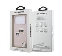 Karl Lagerfeld Liquid Silicone Karl and Choupette Head Case for iPhone17Pro Pink