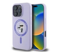 Karl Lagerfeld Liquid Silicone Karl and Choupette Case for iPhone 16 Pro Purple