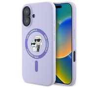 Karl Lagerfeld Liquid Silicone Karl & Choupette Case for iPhone 16 Purple