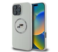 Karl Lagerfeld Liquid Silicone Karl & Choupette Head for iPhone 16 Pro Max Beige