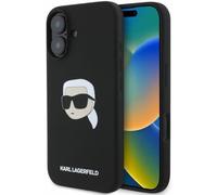 CG Mobile Karl Lagerfeld KLHMP16SSKHPPLK Case for iPhone 16 6.1 Inch Black Hard Case Silicone Karl Head Print