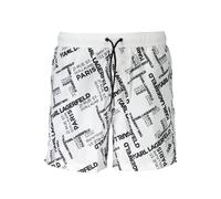 Karl Lagerfeld Mens Logo Print Swim Trunks - White - Size Small