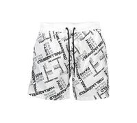 Karl Lagerfeld Mens Logo Print Swim Trunks - White - Size Small
