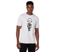 KARL LAGERFELD Men's Reflective T, Karl Character with Headphones Short Sleeve Crew Neck Shirt, White/Opulent Garden, S