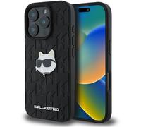 Karl Lagerfeld Monogram Choupette Head Pin Case for iPhone 16 Pro 6.3" Black