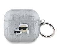 Karl Lagerfeld Monogram Karl & Choupette Head Case for AirPods 4 Silver