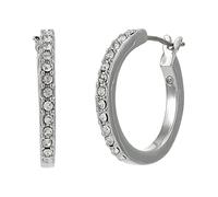 Karl Lagerfeld Paris 18 mm Pave Hoop Earrings Rhodium/Crystal One Size