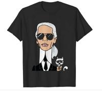 Karl-Lagerfeld Paris Men ' s Reflective-Karl-Chacracter Gift Tee Round Neck Unisex Tops Men's 100% Cotton Short-Sleeve T-Shirts XL Black