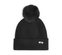 KARL LAGERFELD Women's Beanie Ribbed Sunglasses Pin Hat, Black, One Size