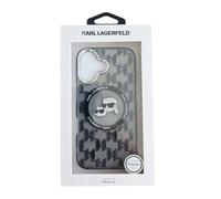 Karl Lagerfeld Phone Covers Case Compatible with iPhone 16 Back Cover Hul Case Compatible with Magsafe IML Metal - Black