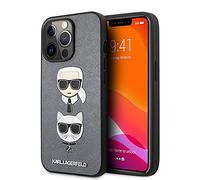 Karl Lagerfeld PU Saffiano Case With Embossed Karl & Choupette Head For iPhone 13 Pro (6.1") - Silver