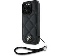 Karl Lagerfeld Quilted Initial Logo with Chain Strap Case iPhone 16 Pro Black