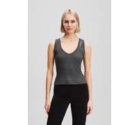 Karl Lagerfeld Ribbed V-neck Tank Melange Grey Melange size S | Shirts Outlet | Women | Gray S