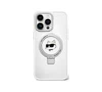 Karl Lagerfeld Ring Stand Choupette Head MagSafe Hardcase KLHMP15LHMRSCHH, White - iPhone 15 Pro