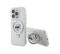 Karl Lagerfeld Ring Stand Choupette Head MagSafe Hardcase KLHMP15XHMRSCHH, White - iPhone 15 Pro Max