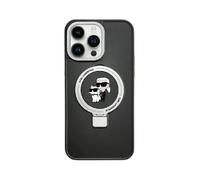 Karl Lagerfeld Ring Stand Karl & Choupette MagSafe Backcover Case, Black - iPhone 15