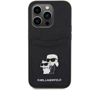Karl Lagerfeld Saffiano Card Slot Metal Pin Case for iPhone 15 Pro Black