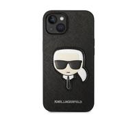 Karl Lagerfeld Saffiano Karl Head Patch Case, Black - iPhone 14 Plus