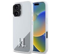 Karl Lagerfeld Silicone Initial Metal Logo Case with MagSafe for iPhone 16 6.1" White - KLHMP16SSCMKMPCH