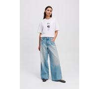 Karl Lagerfeld Wide Leg Pleated Denim Sun Faded Blue size W27 | Wide Pants Outlet | Women | Blue W27