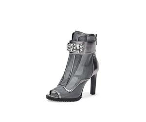 KARL LAGERFELD Women's Blayze Fashion BootieAnkle Boot | Peep Toe, Mesh Upper, Jewel Embellishment, Heel Zipper, Everyday Occasion