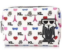 KARL LAGERFELD Women's Maybelle Cosmetic Bag Cross Body, Multi/White, One Size