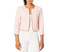 KARL LAGERFELD Women's Tweed Jacket with Chain Detail Blazer, Rose, Large