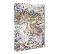 Karl Ludwig Hartig Hare Modern Bg Canvas Print | Gallery Wrapped 30mm Frame Wall Art | 20x14 inches | Ready to Hang | Retro Animals Picture | Living Room Bedroom Lounge Office
