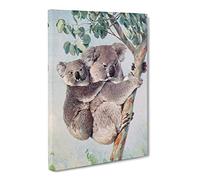 Karl Ludwig Hartig Koala Canvas Print | Gallery Wrapped 30mm Frame Wall Art | 24x16 inches | Ready to Hang | Retro Animals Picture | Living Room Bedroom Lounge Office