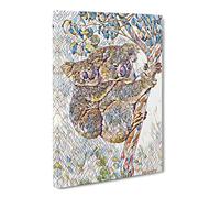 Karl Ludwig Hartig Koala Modern Bg Canvas Print | Gallery Wrapped 30mm Frame Wall Art | 20x14 inches | Ready to Hang | Retro Animals Picture | Living Room Bedroom Lounge Office