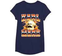 Karl Marx Communism Communist Socialism 90s Bootleg Style T-Shirt, Girls, Navy Blue, Medium