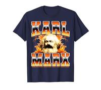 Karl Marx Communism Communist Socialism 90s Bootleg Style T-Shirt, Men, Navy Blue, 3X-Large